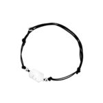 Bransoletka srebrna na czarnym sznurku z blaszką