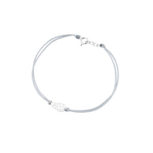 Bransoletka srebrna na szarym sznurku