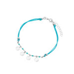 Bransoletka srebrna niebieski sznurek