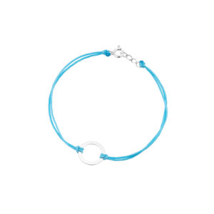 Bransoletka srebrna niebieski sznurek
