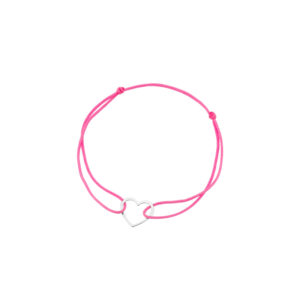 Bransoletka srebrna różowy sznurek