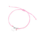 Bransoletka srebrna różowy sznurek