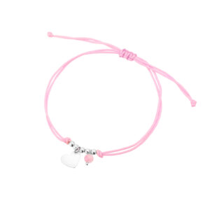 Bransoletka srebrna różowy sznurek