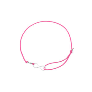 Bransoletka srebrna różowy sznurek