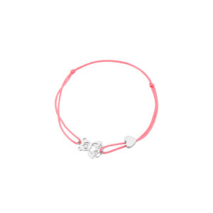 Bransoletka srebrna różowy sznurek