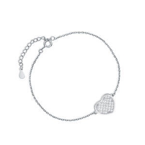 Bransoletka srebrna serce z cyrkoniami