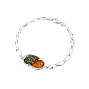 Bransoletka srebrna z bursztynem