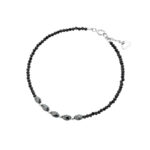 Bransoletka srebrna z czarnych spineli i hematytów