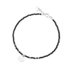 Bransoletka srebrna z czarnych spineli z ażurem