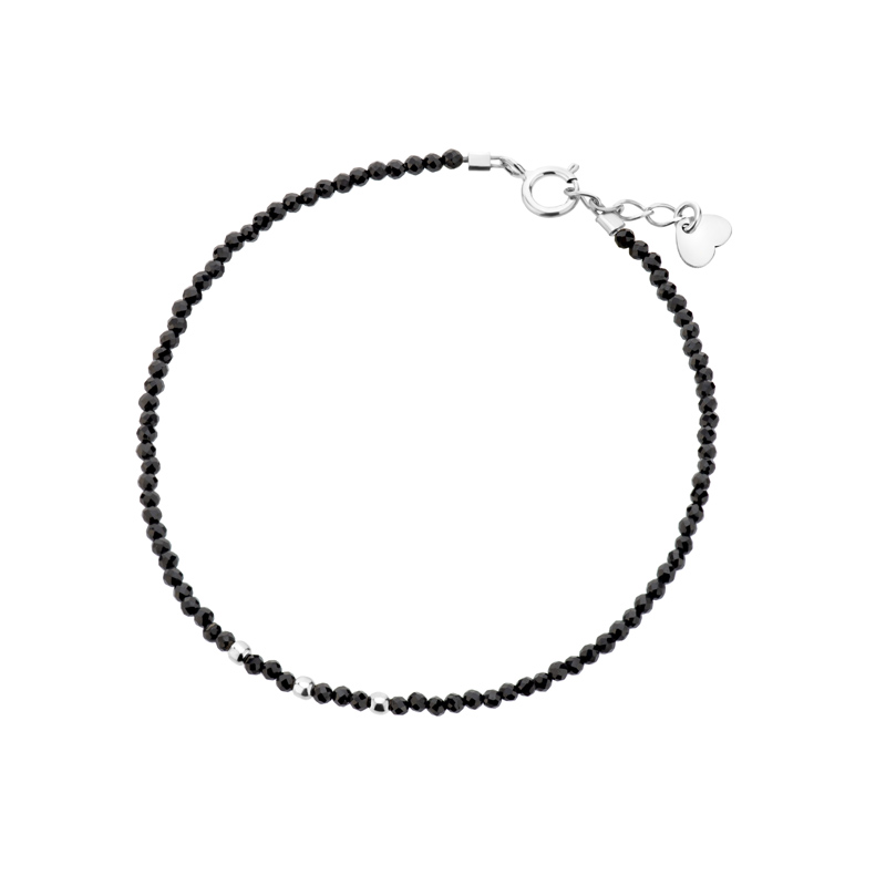 Bransoletka srebrna z czarnych spineli Bransoletka srebrna z czarnych spineli