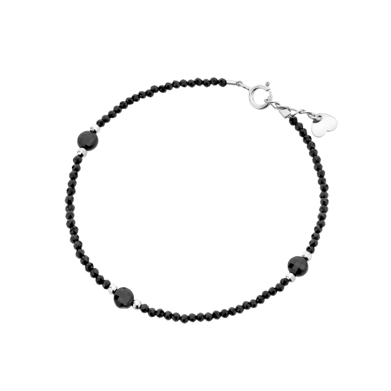 Bransoletka srebrna z czarnych spineli Bransoletka srebrna z czarnych spineli