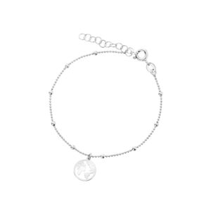 Bransoletka srebrna z globusem