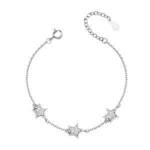 Bransoletka srebrna z gwiazdkami i cyrkoniami