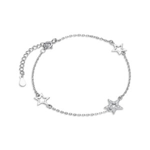 Bransoletka srebrna z gwiazdkami i cyrkoniami