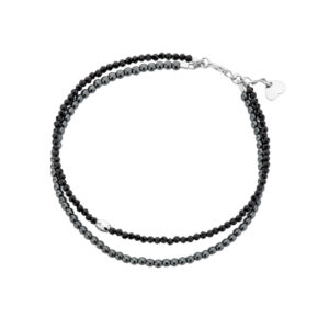 Bransoletka srebrna z hematytów i spineli