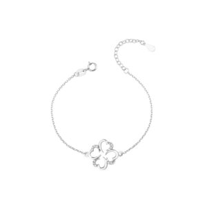 Bransoletka srebrna z koniczyną z cyrkoniami