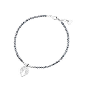 Bransoletka srebrna z krzemu ze skrzydłami