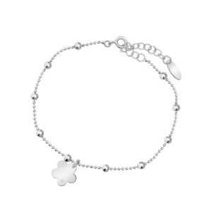 Bransoletka srebrna z kulkami i kwiatem