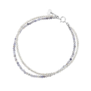 Bransoletka srebrna z labradorytów i jolitów