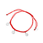 Bransoletka srebrna z monetami i czerwony sznurek