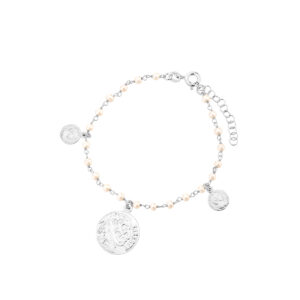 Bransoletka srebrna z monetami i perłami