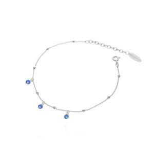 Bransoletka srebrna z niebieskimi cyrkoniami