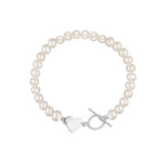 Bransoletka srebrna z perłami i sercem