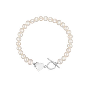 Bransoletka srebrna z perłami i sercem