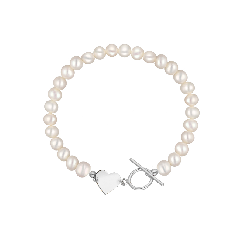 Bransoletka srebrna z perłami i sercem Bransoletka srebrna z perłami i sercem