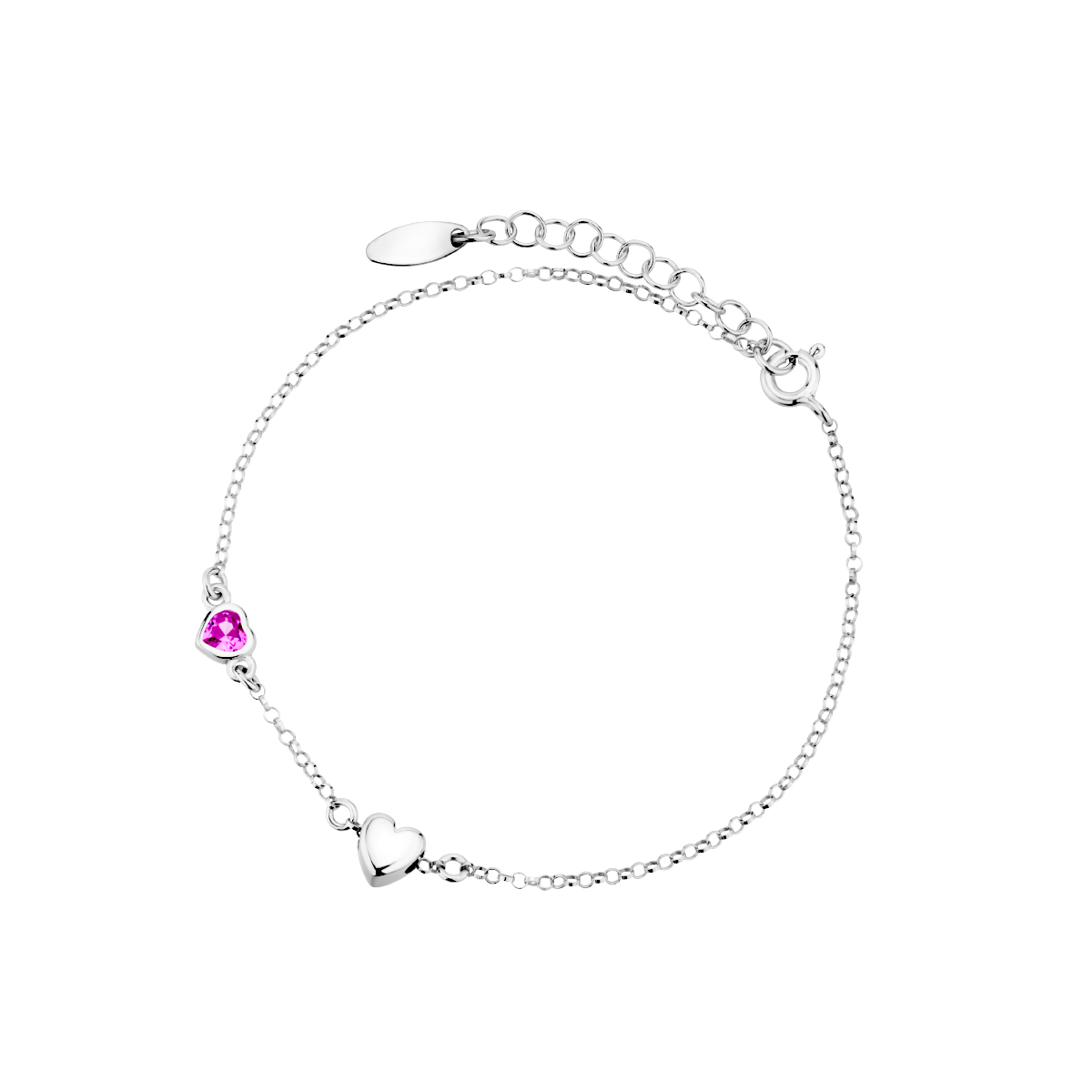 Bransoletka srebrna z różową cyrkonią i sercem Bransoletka srebrna z różową cyrkonią i sercem