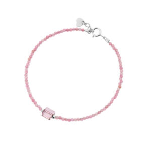 Bransoletka srebrna z turmalinów z kryształem