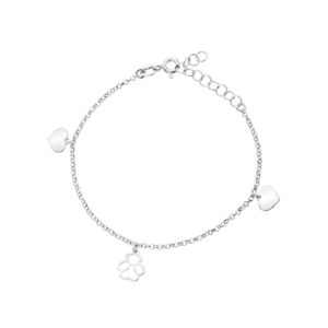 Bransoletka srebrna z zawieszkami serca i misiu