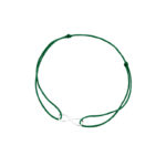 Bransoletka srebrna zielony sznurek