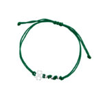Bransoletka srebrna zielony sznurek