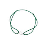 Bransoletka srebrna zielony sznurek