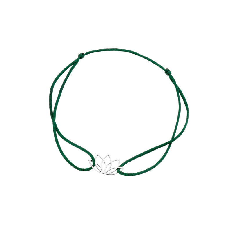 Bransoletka srebrna zielony sznurek Bransoletka srebrna zielony sznurek