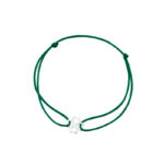 Bransoletka srebrna zielony sznurek