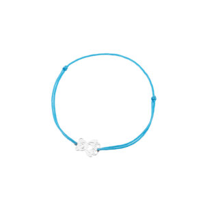 Bransoletka srebrny niebieski sznurek