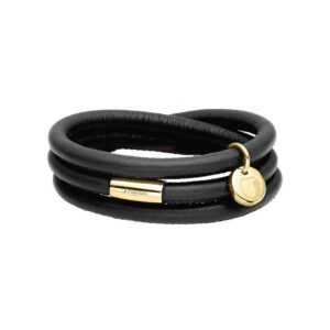 Bransoletka stalowa czarna na skórzanym pasku