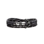 Bransoletka stalowa na czarnym sznurku