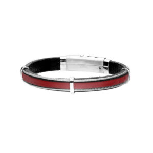 Bransoletka stalowa na czerwonym pasku