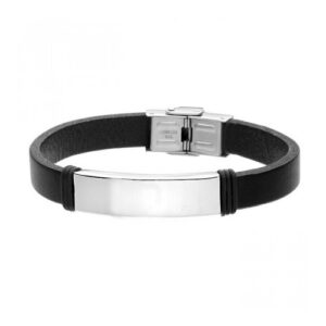 Bransoletka stalowa na skórzanym pasku
