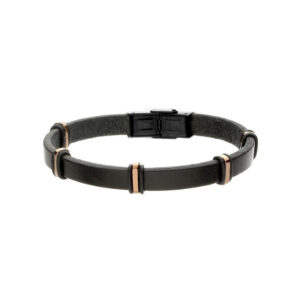 Bransoletka stalowa na skórzanym pasku