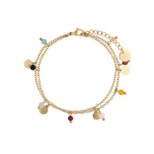 Bransoletka stalowa z jadeitami