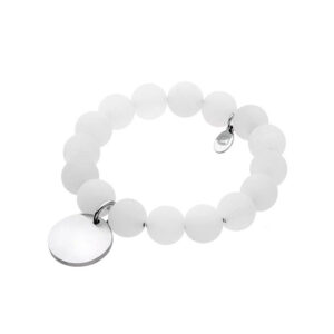 Bransoletka stalowa z kamieniami jadeit