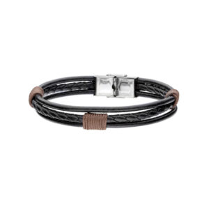 Bransoletka stalowa ze skórzanymi rzemykami