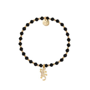 Bransoletka z agatami i jaszczurką z cyrkonami