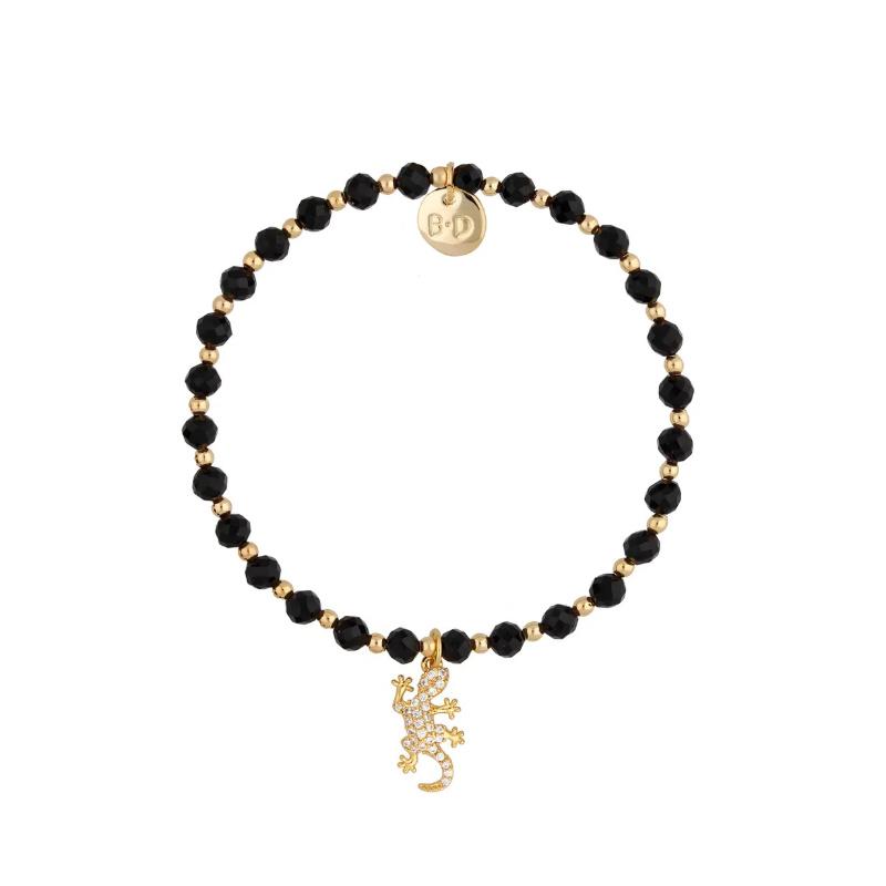 Bransoletka z agatami i jaszczurką z cyrkonami Bransoletka z agatami i jaszczurką z cyrkonami