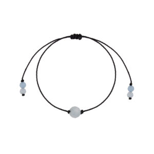 Bransoletka z akwamarynem na czarnym sznurku
