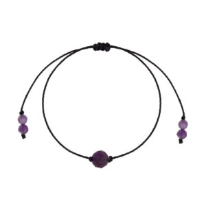 Bransoletka z ametystem na czarnym sznurku